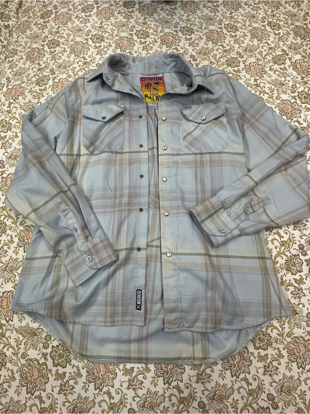 DIXXON Pale Blue & Tan Plaid Snap-Front Men's Shirt Jacket